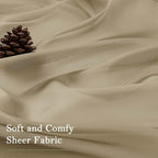 Lecloud Taupe Sheer Curtains 63 Inch Length 2 Pcs, Light Filtering Rod Pockets - Image 8