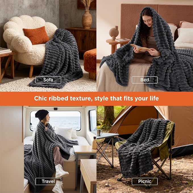 Bedsure GentleSoft Grey Twin Blanket - Image 3