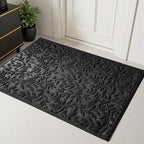 Black Leaves Outdoor Indoor Entrance Door mat, Absorbent Durable Heavy Duty by VivaNest