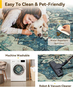 RELEANY Area Rugs 5ft Washable Non-Slip, Floral Vintage Distress Print Pattern - Image 4
