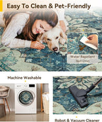 RELEANY Area Rugs 6ft Washable Non-Slip, Floral Vintage Distress Print Pattern - Image 5