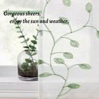 MRTREES Sheer Voile Curtain Valances, Leaves Embroidered Valance Curtains Rod - Image 4