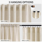 Linen Curtains for Living Room 90 Inches Long Modern Farmhouse Decor Light - Image 2