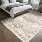 Hazo Haus Washable Neutral Farmhouse Bedroom Rug, 5x7 Area Rugs by HazoHaus