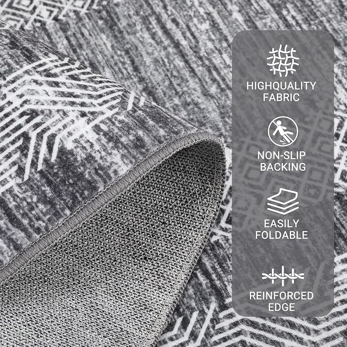 GarveeHome Modern Geometric Area Rug 5x7 Distressed Bordered Rug Washable Non - Image 3