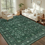8x10 Area Rugs for Living Room: Washable Rug Soft Vintage Distressed Floral - Image 3