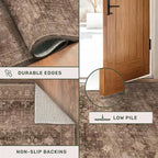 Brown Washable Long Runners for Hallways, Entryway Indoor Rug, Non Slip Rubber - Image 5