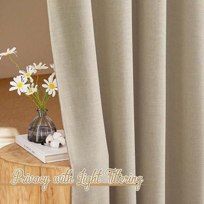 NICETOWN Taupe Curtains 84 inch Length 2 Panels Set, Rod Pocket & Back Tab - Image 5