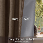 RYB HOME Coffee 100% Blackout Curtains 63 inch Long, Light Blacking & Thermal - Image 6
