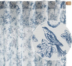 jinchan Linen Floral Curtains for Living Room 96 Inch Length Blue Printed - Image 7
