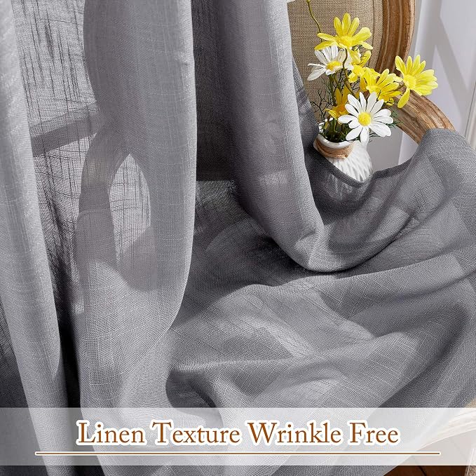 NICETOWN Sheer Curtains 84 inches Long Linen Look - Image 6