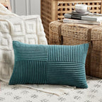 Fancy Homi 2 Packs Teal Lumbar Decorative Throw Pillow Covers 16x26 Inch - Image 2