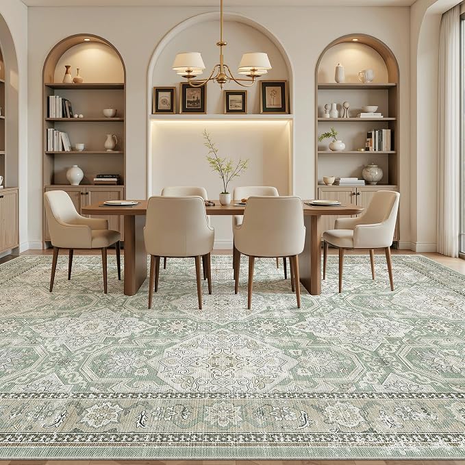 10x14 Area Rugs for Living Room, Non Slip Machine Washable Vintage Rugs - Image 3