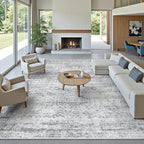 12x15 Washable Area Rug Gray Neutral Abstract Living Room Large Carpet Non Slip - Image 2