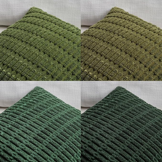 Fancy Homi Set of 4 Green Lumbar Rectangle Decorative Throw Pillow Covers 12x20 - Image 4
