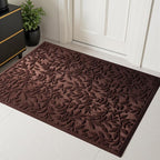 Coffee Brown Leaves Outdoor Indoor Entrance Door mat, Absorbent Durable Heavy by VivaNest