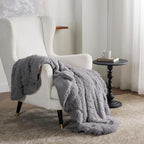 Bedsure GentleSoft Fuzzy Sherpa Faux Fur Twin Blanket Grey Cozy Gifts - Image 5