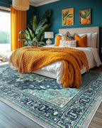 RELEANY Area Rugs 10'x12' Washable Non-Slip, Floral Vintage Distress Print - Image 3