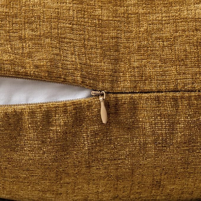 MIULEE Pack of 2 Couch Throw Pillow Covers 20x20 Inch Soft Mustard Chenille - Image 3