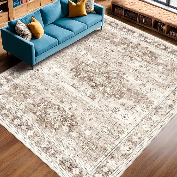 Washable Farmhouse Living Room Rug, 9x12 Area Rugs - Image 3