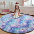 ONASAR Rainbow Round Area Rug 4ft, Soft Bedroom Circle Throw Rugs by ONASAR