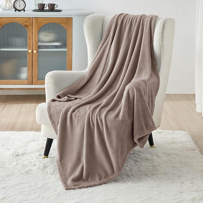 Bedsure GentleSoft Fleece Throw XL Blanket Mocha Brown - Image 2