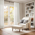 Cream Linen Curtains 96 Inches Long 2 Panels Set Back Tab Rod Pocket Semi Sheer - Image 8