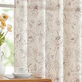 jinchan Floral Linen Curtains for Living Room 96 Inch Length Brown Flower by JINCHAN
