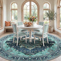 RELEANY Area Rugs 8ft Washable Non-Slip, Floral Vintage Distress Print Pattern by RELEANY