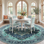 RELEANY Area Rugs 8ft Washable Non-Slip, Floral Vintage Distress Print Pattern by RELEANY