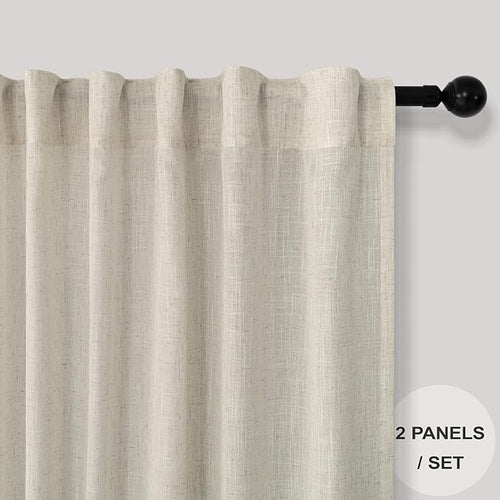 102 Inch Linen Curtains for Living Room Dinning 2 Panels Back Tab Pocket Light - Image 2