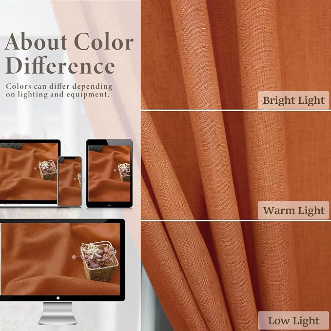 Pitalk 60 Inch Wide Curtains for Living Room 2 Panels Back Tab Pocket Drape - Image 4