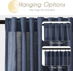 Navy Blue Curtains for Living Room Back Tab Modern Farmhouse Semi Sheer Blue - Image 2