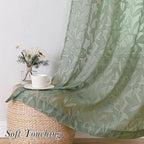 Lecloud Leia Sage Green Sheer Curtains 108 Inches Long 2 Panels, Airy Jacquard - Image 5