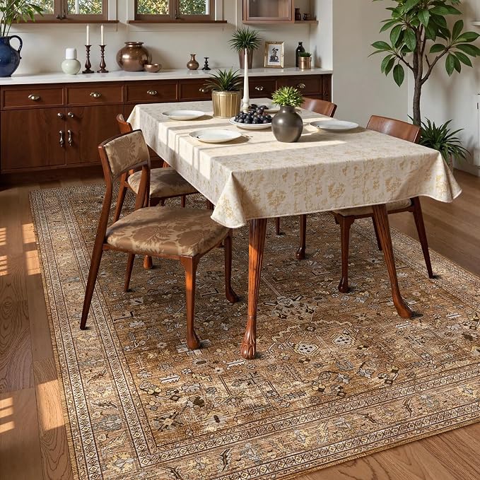 Washable Area Rug 9' x 12' Vintage Traditional Persian Mat - Image 3