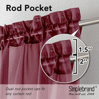 Simplebrand Red Short Sheer Curtains 45 Inch Length - Image 2