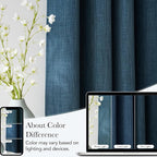 NICETOWN Stone Blue Faux Linen Room Darkening Rod Pocket Curtains 63 inch Length - Image 5
