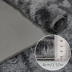 4x6 ft Area Rug for Bedroom Black Grey Tie Dye Fluffy Rug Mat Bedside Throw Rug - Image 3