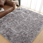 Goolela Grey Area Rug 8x10 Gray Fluffy Fuzzy Furry Rug by Goolela