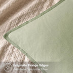 MIULEE Decorative Linen Euro Sham Pillow Covers 24x24 Light Green ​Boho - Image 2