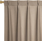 Joydeco Thick Linen Pinch Pleated Curtains 90 Inch Long 2 Panel Set by JOYDECO
