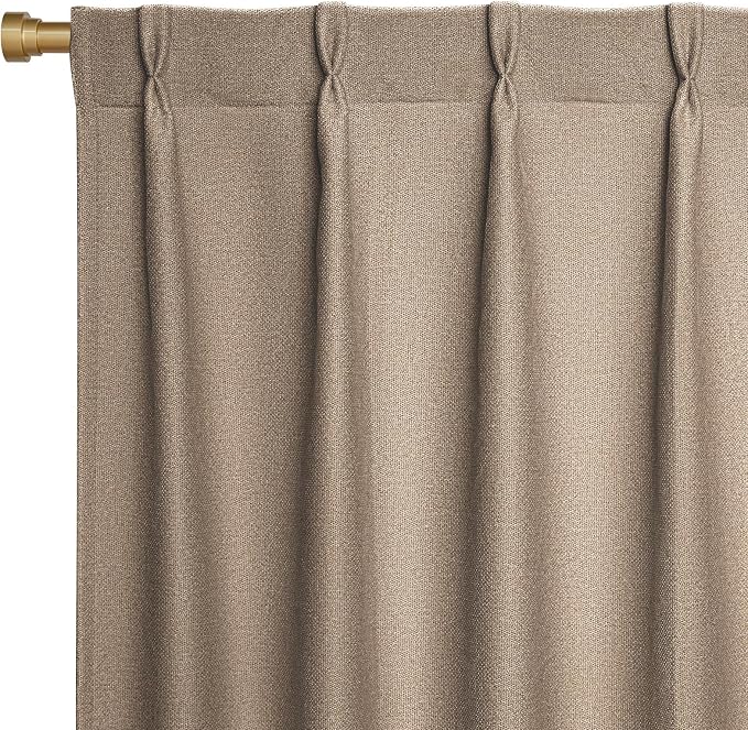 Joydeco Thick Linen Pinch Pleated Curtains 84 Inch Long 2 Panel Set by JOYDECO