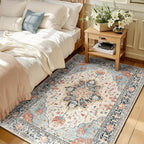 RELEANY Area Rugs 3'x5' Washable Non-Slip, Floral Vintage Distress Print by RELEANY