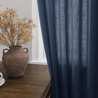 Denim Blue Linen Curtains 84 Inch Length 2 Panels Set - Image 4