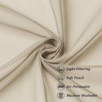 Chyhomenyc Taupe Sheer Curtains 96 inches Long 2 Panels, Light Filtering Soft - Image 3