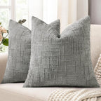 decorUhome Neutral Grey Chenille Throw Pillow Covers 18x18 Set of 2 Textured by decorUhome