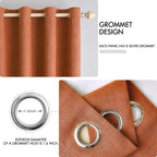 MIULEE Linen Curtains for Bedroom 100% Blackout Thermal Insulated Orange - Image 4