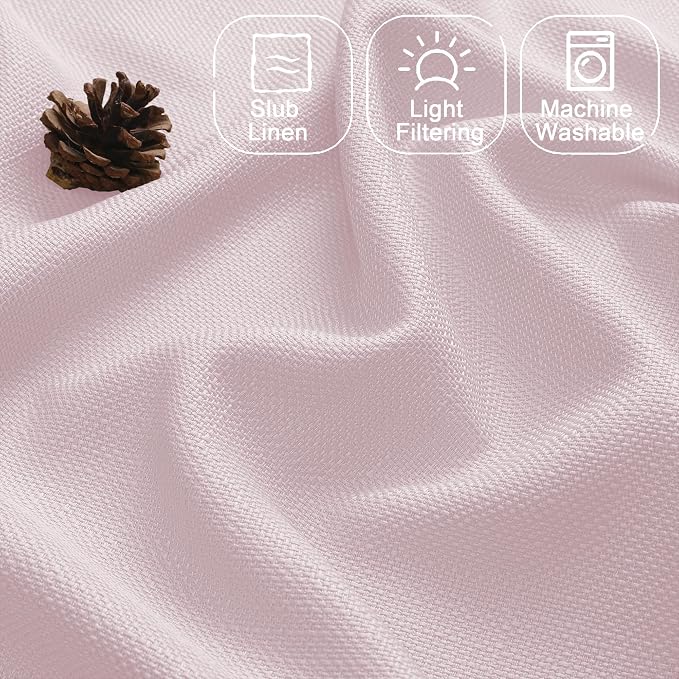 Chyhomenyc Blush Pink Valance for Windows, Light Filtering Faux Linen Textured - Image 3