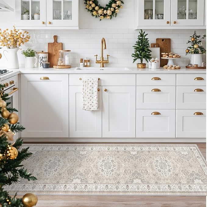 Washable 2x8 Hallway Runner Rug: Vintage Water Resistant Kitchen Entryway Rug - Image 2