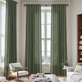 Extended Curtain Olive Green Linen Sheer Curtains by Nanspring